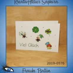 Clearance [2019-0576] Klappkarte "Viel Glück" - handgeschrieben Glückwunschkarten