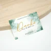 Danksagungskarten|Kreativschmalz 100 kleine Hochzeit Dankeskarte 02 | Grün goldfarben Aquarell Hintergrund | Personalisiert mit Namen und Datum