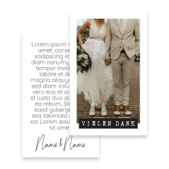 Danksagungskarten|Kreativschmalz 100 kleine Hochzeit Dankeskarte 05 | Personalisierte Danke Karte mit Foto | Polaroid Stil | 85 mm x 55 mm
