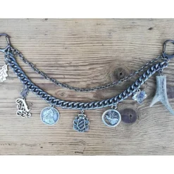 Trachtenschmuck|Trachtenladerl 1 Lederhosen-Charivari mit 7 Anhängern, Wunschbuchstabe