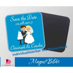 Einladungskarten|meinAufkleberladen 15 Magnetbilder | Save the Date - Brautpaar mit Hochzeitstorte -  Einladung zur Hochzeit, Gastgeschenke für Verlobung