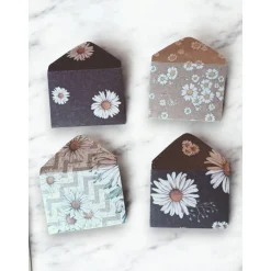 Sale 13 Mini Umschläge Gänseblümchen mit Briefpapier – Kleine Briefumschläge für Geldgeschenk, Gastgeschenk & Mitbringsel Dekoration