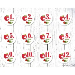 12 Monatsaufkleber Raupe Apfel Aufkleber Meilensteine Baby Fotoalbum & Gästebuch