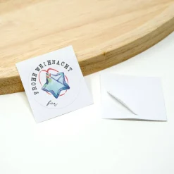 New 24 Namensaufkleber, blauer Origami Stern | selbst beschriften | Weihnachten Aufkleber | rund, 4 cm Sticker & Aufkleber