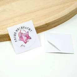 New 24 Namensaufkleber, roter Origami Stern | selbst beschriften | Weihnachten Aufkleber | rund, 4 cm Sticker & Aufkleber