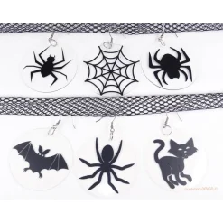 1 Ohrhänger Halloween Spinne Feldermaus Katze, Acrylscheibe mit Motiv, handmade by BuntMixxDESIGN Schmuck