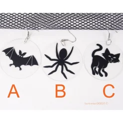 1 Ohrhänger Halloween Spinne Feldermaus Katze, Acrylscheibe mit Motiv, handmade by BuntMixxDESIGN Schmuck