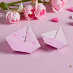 Clearance 10 Origami Segelboote rosa – Tischdeko Konfirmation, Taufe, Hochzeit, Schiffe, Boote, Papierdeko mit Herzen Tischdekoration