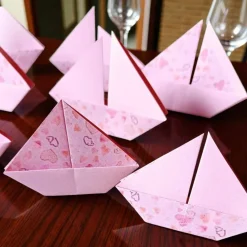 Clearance 10 Origami Segelboote rosa – Tischdeko Konfirmation, Taufe, Hochzeit, Schiffe, Boote, Papierdeko mit Herzen Tischdekoration