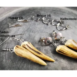 Best 1 Paar Ohrringe, Edelstahl und Horn, Auswahl Trachtenschmuck