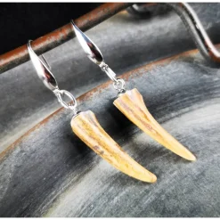 Best 1 Paar Ohrringe, Edelstahl und Horn, Auswahl Trachtenschmuck