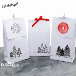 Discount 6 Papiertüten, bedruckt mit Tannenbäumen als Geschenktüten, Adventskalendertüten oder Lichtertüten (1) Adventskalender