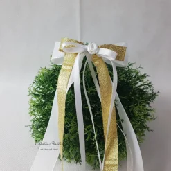 Accessoires|CreativAnita 10 St. Autoschleifen in GOLD mit WEISS oder CREME - Weihnachtsdeko - Antennenschleifen zur Hochzeit