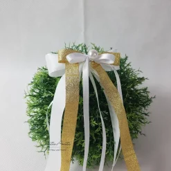 Accessoires|CreativAnita 10 St. Autoschleifen in GOLD mit WEISS oder CREME - Weihnachtsdeko - Antennenschleifen zur Hochzeit