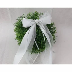 Accessoires|CreativAnita 10 St. Autoschleifen in SILBER mit WEISS oder CREME - Weihnachtsschleifen - Antennenschleifen zur Hochzeit