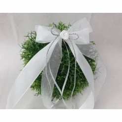 Accessoires|CreativAnita 10 St. Autoschleifen in SILBER mit WEISS oder CREME - Weihnachtsschleifen - Antennenschleifen zur Hochzeit