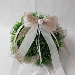 Hochzeitsdeko|CreativAnita 10 St. Autoschleifen in TAUPE mit WEISS oder CREME - Antennenschleifen zur Hochzeit