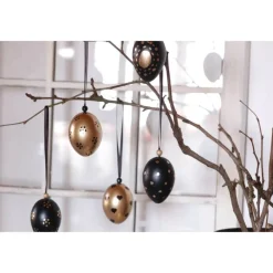 10 Stck. Ostereier schwarz gold Ostereier