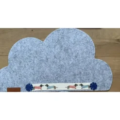 Tischdekoration|DiyDrei 4 Stück Tischsets hellgrau mit goldfarbenen Dackelmotiv, Wolkenform, ca 45 x 25 cm