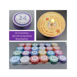 Best 24 Teelichter mit versteckten Botschaften – Adventskalender Füllung & Geschenkidee Adventskalender