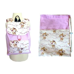 2 tlg. Set bestehend aus Kindergarten Rucksack und Turnbeutel. Hafenkitz gold mit und ohne Namen Kinder Kinderrucksack
