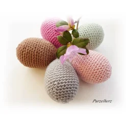 Discount 5 Umhäkelte Ostereier - Ostern,Tischdeko,Gastgeschenk,antike Farben,nostalgisch,boho,altrosa,grau,braun Ostereier