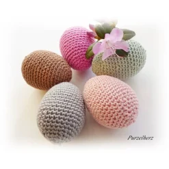 Discount 5 Umhäkelte Ostereier - Ostern,Tischdeko,Gastgeschenk,antike Farben,nostalgisch,boho,altrosa,grau,braun Ostereier