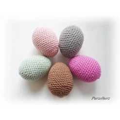 Discount 5 Umhäkelte Ostereier - Ostern,Tischdeko,Gastgeschenk,antike Farben,nostalgisch,boho,altrosa,grau,braun Ostereier