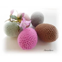 Discount 5 Umhäkelte Ostereier - Ostern,Tischdeko,Gastgeschenk,antike Farben,nostalgisch,boho,altrosa,grau,braun Ostereier