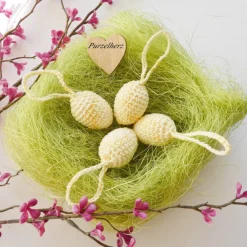 4 umhäkelte Ostereier zum Aufhängen oder Tischdeko - Gastgeschenk,Ostern,Muttertag,Dekoeier,festlich,modern Ostereier