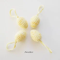 4 umhäkelte Ostereier zum Aufhängen oder Tischdeko - Gastgeschenk,Ostern,Muttertag,Dekoeier,festlich,modern Ostereier