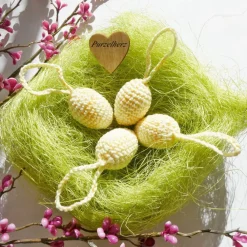 4 umhäkelte Ostereier zum Aufhängen oder Tischdeko - Gastgeschenk,Ostern,Muttertag,Dekoeier,festlich,modern Ostereier