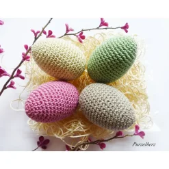Online 4 umhäkelte Ostereier zur Tischdeko - Gastgeschenk,Ostern,Dekoeier,festlich,modern,grün,altrosa Ostereier