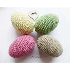 Online 4 umhäkelte Ostereier zur Tischdeko - Gastgeschenk,Ostern,Dekoeier,festlich,modern,grün,altrosa Ostereier