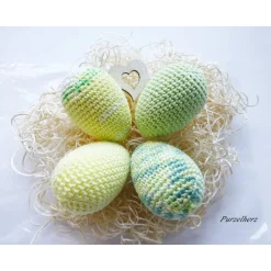 Hot 4 umhäkelte Ostereier zur Tischdeko - Gastgeschenk,Ostern,Muttertag,Dekoeier,festlich,modern,easter,sammeln,gelb,grün Ostereier