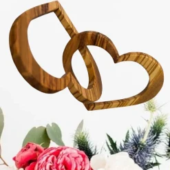 Sale 2 verbundene Herzen aus Olivenholz personalisierbar Hochzeitsgeschenke