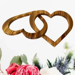Sale 2 verbundene Herzen aus Olivenholz personalisierbar Hochzeitsgeschenke