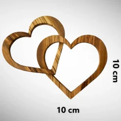 Sale 2 verbundene Herzen aus Olivenholz personalisierbar Hochzeitsgeschenke
