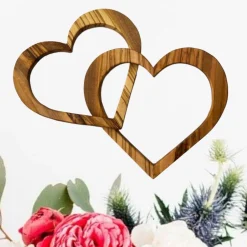 Sale 2 verbundene Herzen aus Olivenholz personalisierbar Hochzeitsgeschenke