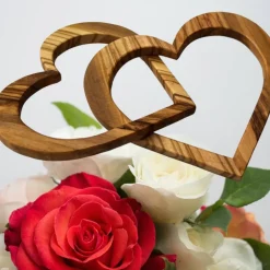 Sale 2 verbundene Herzen aus Olivenholz personalisierbar Hochzeitsgeschenke