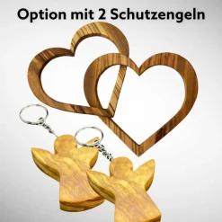 Sale 2 verbundene Herzen aus Olivenholz personalisierbar Hochzeitsgeschenke