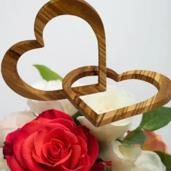 Sale 2 verbundene Herzen aus Olivenholz personalisierbar Hochzeitsgeschenke