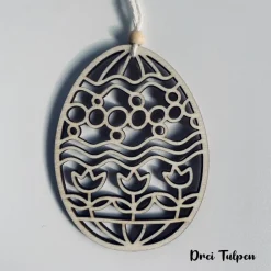 Best 7 verschiedene Eieranhänger aus Holz, Holzeier als Dekoration oder Geschenk zu Ostern, filigrane gelaserte Eier Ostereier
