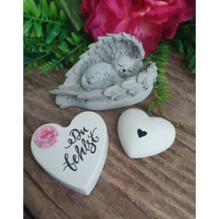 Gedenksteine|Kleiner Trost 3 x Grabschmuck, Tiergedenkstein, Tiergrabstein, Gedenkstein Katze, Grabschmuck,Flügel,Trauer,  Beton, frostfest. Katze