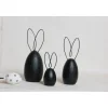3 x Hase in schwarz mit Drahtohren Metallohren Osterdeko