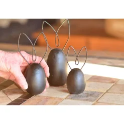 3 x Hase in schwarz mit Drahtohren Metallohren Osterdeko