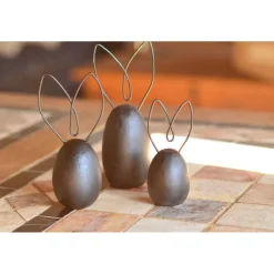 3 x Hase in schwarz mit Drahtohren Metallohren Osterdeko