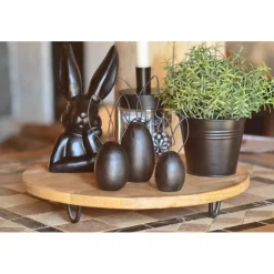 3 x Hase in schwarz mit Drahtohren Metallohren Osterdeko