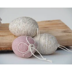 Sale 3 x OSTEREIER Deko, Vintage- und Landhausstil, Osterzeit, Handmade, Creme, Rosé, Gold, ca 6 cm Ostereier