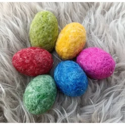 Clearance 6 x OSTEREIER, Filzeier,  Naturmaterial 100% Wolle, ohne Styroporkern, Handmade, Deko Ostereier